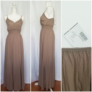 NWT West Kei Taupe Guaze Maxi Dress, Small